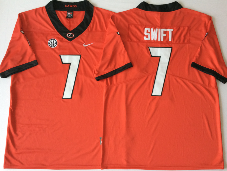 NCAA Men Georgia Bulldogs orange #7 SWIFT->ncaa teams->NCAA Jersey